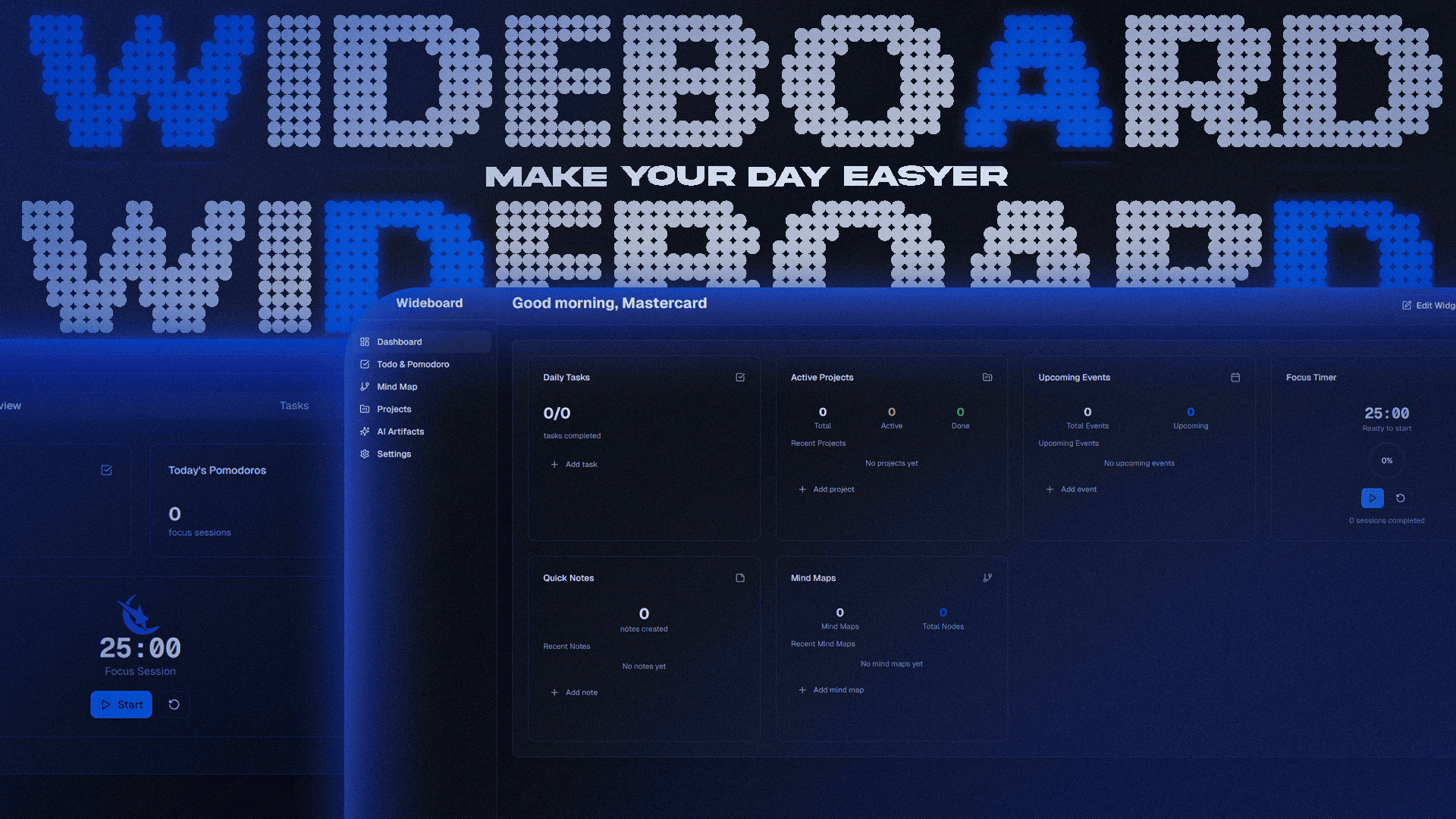 Wideboard.pro Dashboard - Ultimate Productivity Platform with Todo, Mind Maps, and AI Tools